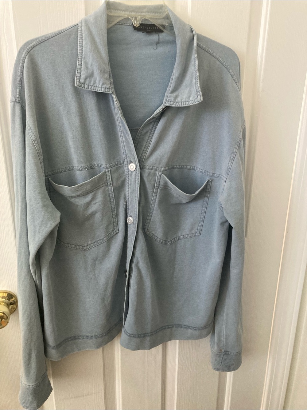 Jane and Delancey Light Blue Denim-Style Button Front Jacket